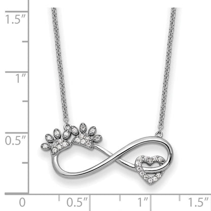 Sterlingsilber Sentimental Expressions Rhodiniert Zirkonia Furr Ever 18 in Halskette