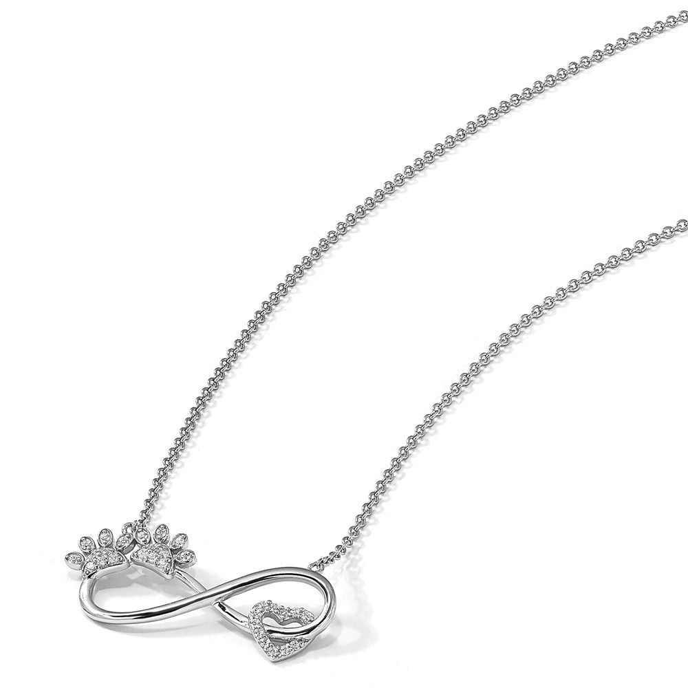 Sterlingsilber Sentimental Expressions Rhodiniert Zirkonia Furr Ever 18 in Halskette