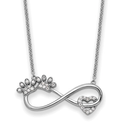 Sterlingsilber Sentimental Expressions Rhodiniert Zirkonia Furr Ever 18 in Halskette