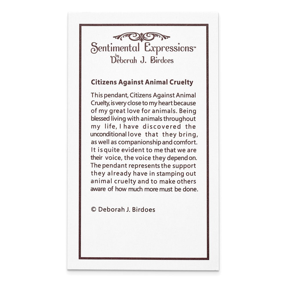 Sterlingsilber Sentimental Expressions Rhodiniert Antikisiert Citizens Against Animal Cruelty 22 Zoll Halskette