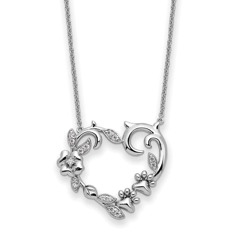Sterlingsilber Sentimental Expressions Rhodiniert Zirkonia My Special Pet Herz 18 Zoll Halskette