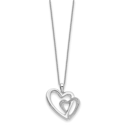 Sterlingsilber Sentimental Expressions Rhodiniert Zirkonia You und Me Herz 18 Zoll Halskette