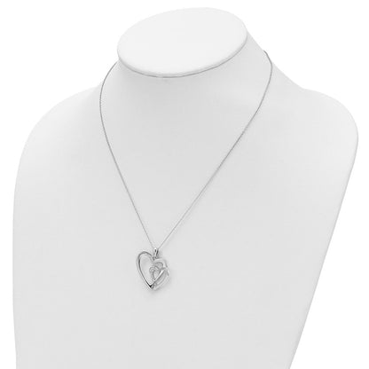 Sterlingsilber Sentimental Expressions Rhodiniert Zirkonia You und Me Herz 18 Zoll Halskette