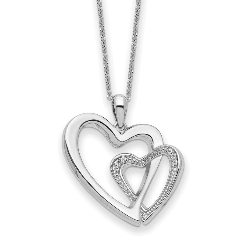 Sterlingsilber Sentimental Expressions Rhodiniert Zirkonia You und Me Herz 18 Zoll Halskette