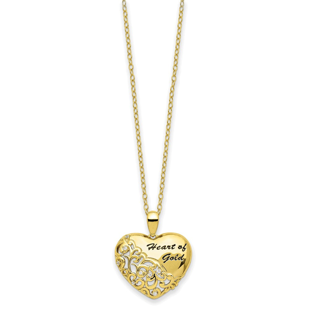 Sterlingsilber Sentimental Expressions Goldfarben Zirkonia Herz Of Gold 18 Zoll Halskette