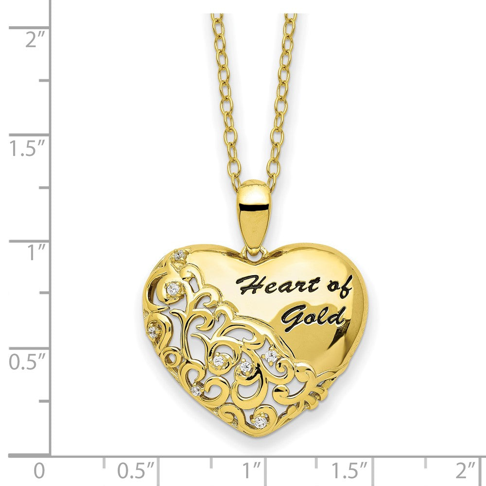 Sterlingsilber Sentimental Expressions Goldfarben Zirkonia Herz Of Gold 18 Zoll Halskette