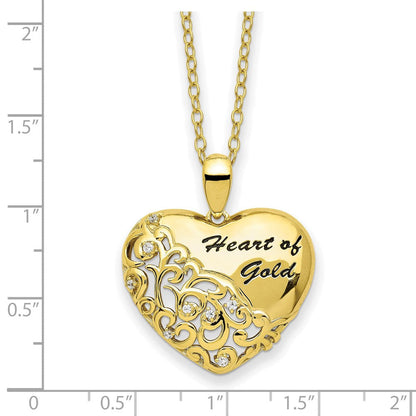 Sterlingsilber Sentimental Expressions Goldfarben Zirkonia Herz Of Gold 18 Zoll Halskette