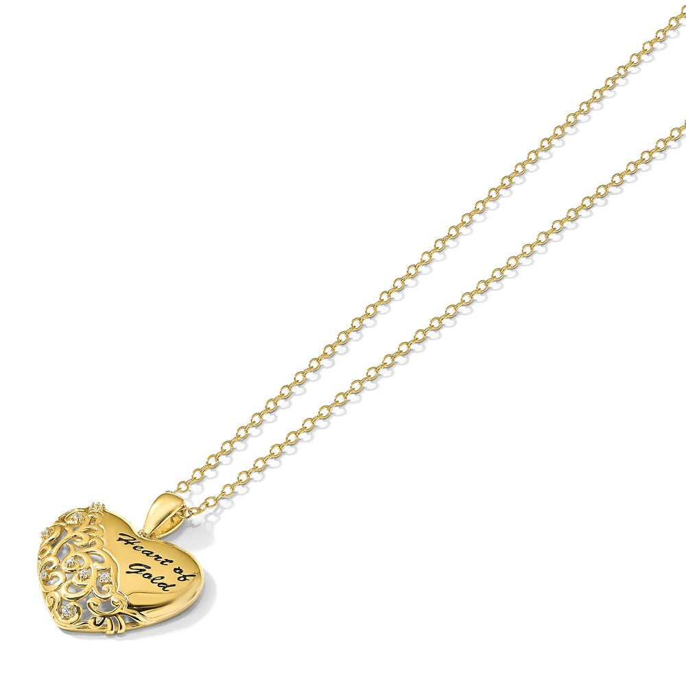 Sterlingsilber Sentimental Expressions Goldfarben Zirkonia Herz Of Gold 18 Zoll Halskette