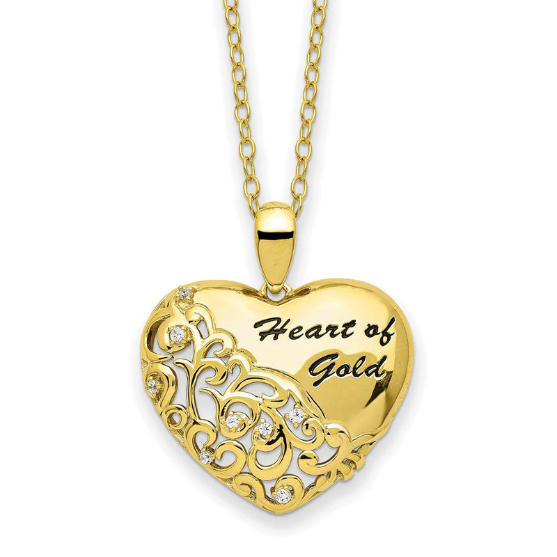 Sterlingsilber Sentimental Expressions Goldfarben Zirkonia Herz Of Gold 18 Zoll Halskette