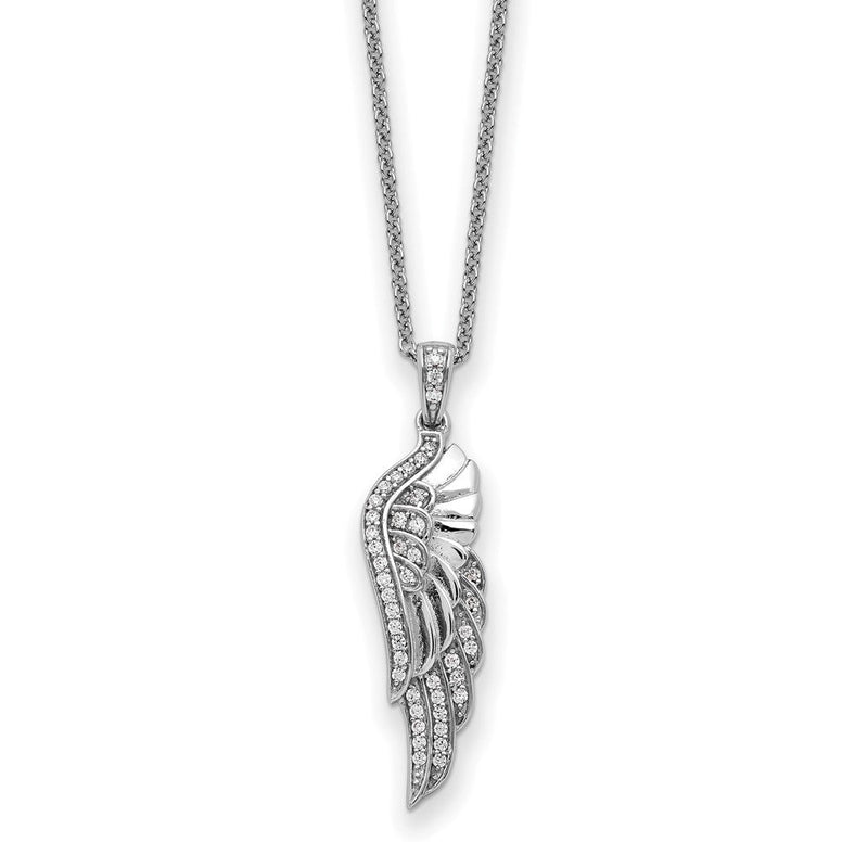 Sterlingsilber Sentimental Expressions Rhodiniert Zirkonia Heaven Sent Flügel 22 Zoll Halskette