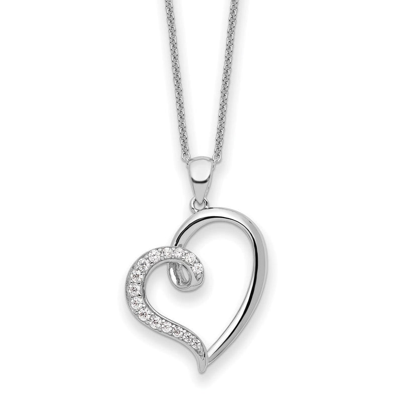 Sterlingsilber Sentimental Expressions Rhodiniert Zirkonia Freundschaft Herz 18 Zoll Halskette