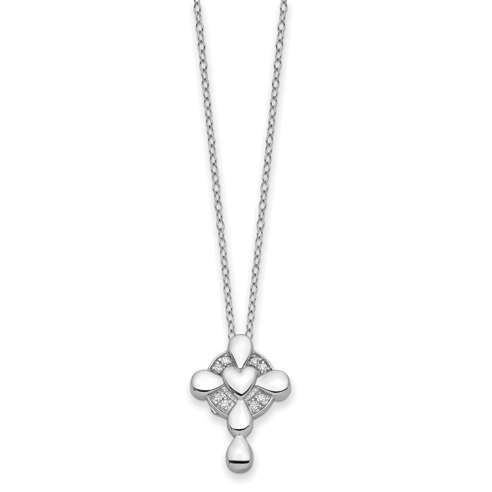 Sterlingsilber Sentimental Expressions Rhodiniert Zirkonia Erinnerung Kreuz Medaillon 18 Zoll Halskette