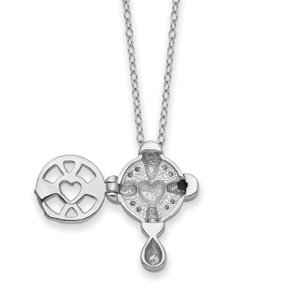 Sterlingsilber Sentimental Expressions Rhodiniert Zirkonia Erinnerung Kreuz Medaillon 18 Zoll Halskette