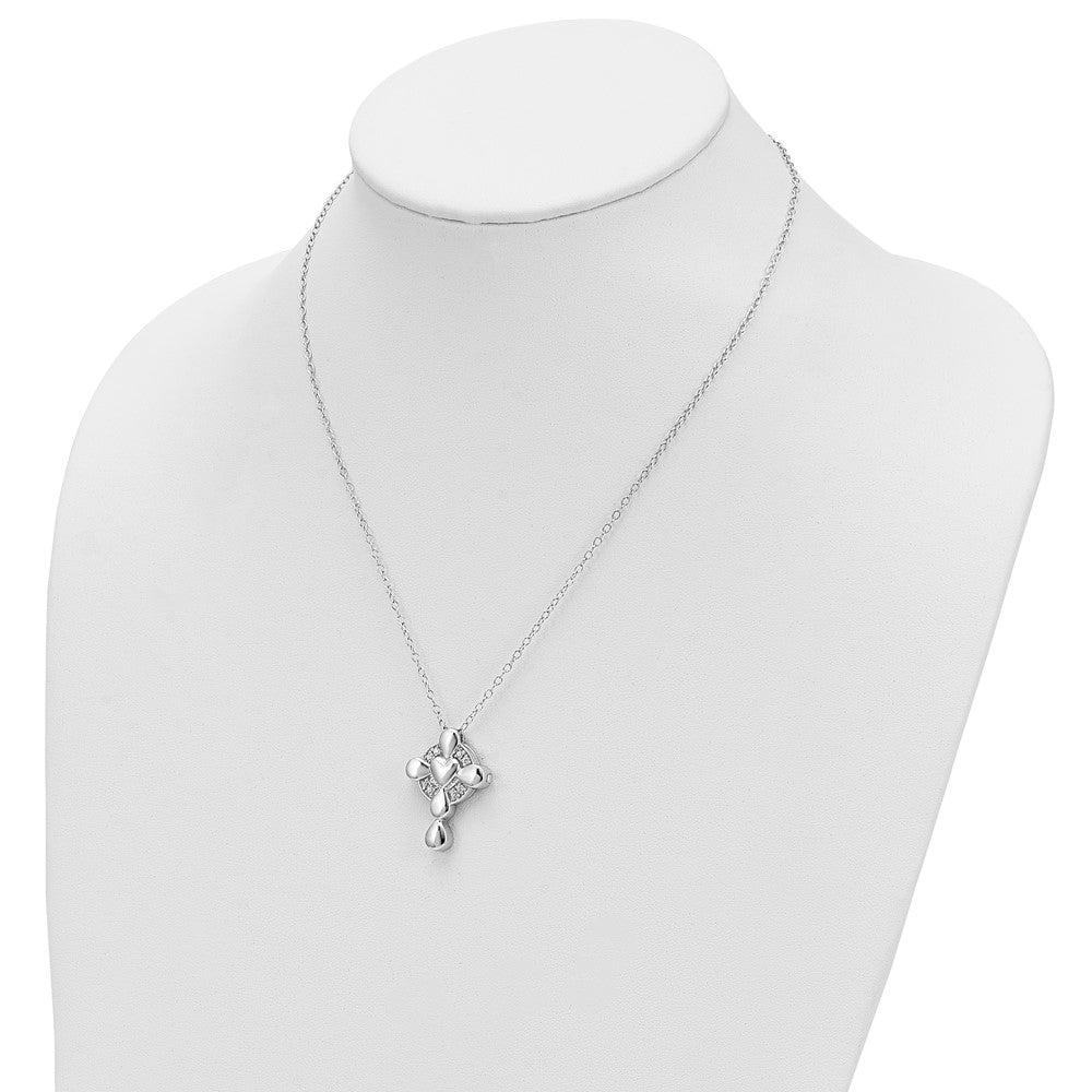 Sterlingsilber Sentimental Expressions Rhodiniert Zirkonia Erinnerung Kreuz Medaillon 18 Zoll Halskette