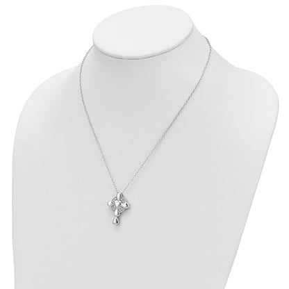 Sterlingsilber Sentimental Expressions Rhodiniert Zirkonia Erinnerung Kreuz Medaillon 18 Zoll Halskette