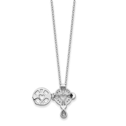 Sterlingsilber Sentimental Expressions Rhodiniert Zirkonia Erinnerung Kreuz Medaillon 18 Zoll Halskette