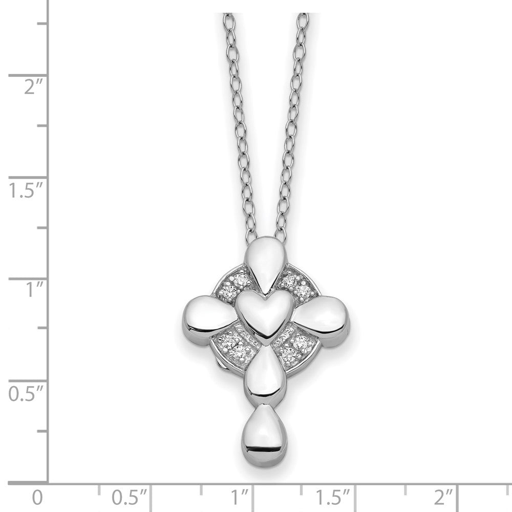 Sterlingsilber Sentimental Expressions Rhodiniert Zirkonia Erinnerung Kreuz Medaillon 18 Zoll Halskette
