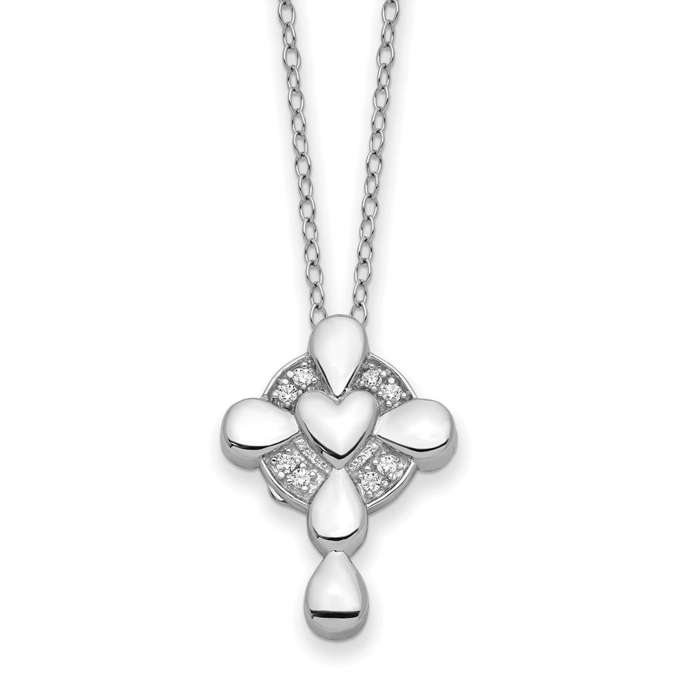 Sterlingsilber Sentimental Expressions Rhodiniert Zirkonia Erinnerung Kreuz Medaillon 18 Zoll Halskette
