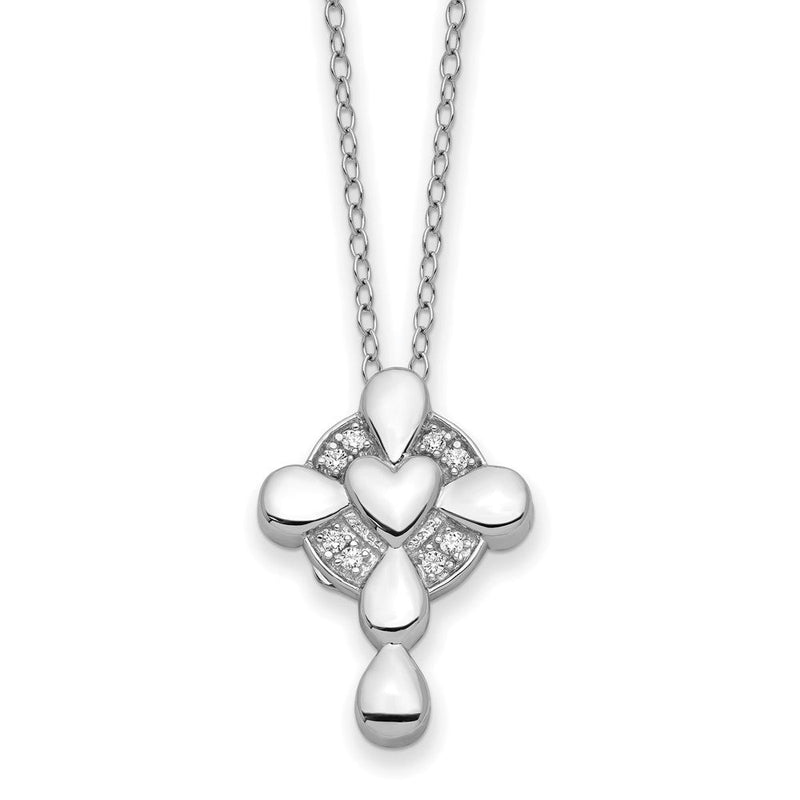 Sterlingsilber Sentimental Expressions Rhodiniert Zirkonia Erinnerung Kreuz Medaillon 18 Zoll Halskette