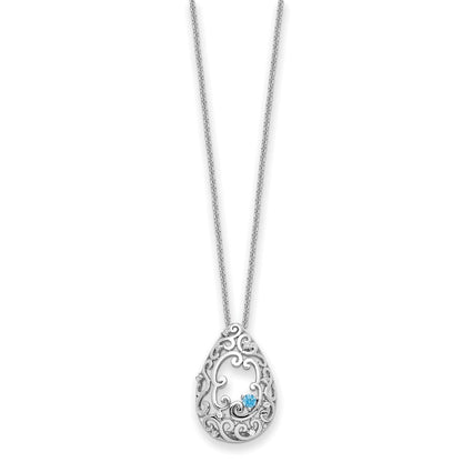 Sterlingsilber Sentimental Expressions Rhodiniert Blau und Klar Zirkonia in Erinnerung Of My Vater 18 Zoll Halskette