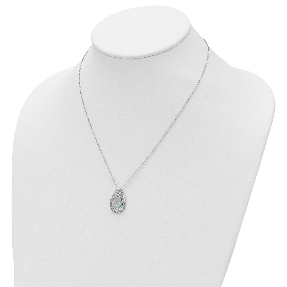 Sterlingsilber Sentimental Expressions Rhodiniert Blau und Klar Zirkonia in Erinnerung Of My Vater 18 Zoll Halskette