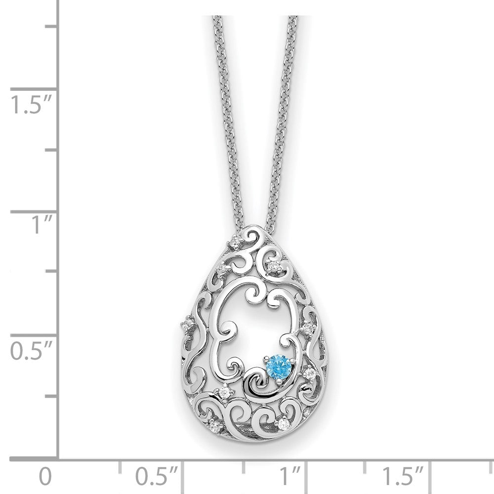 Sterlingsilber Sentimental Expressions Rhodiniert Blau und Klar Zirkonia in Erinnerung Of My Vater 18 Zoll Halskette