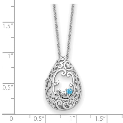 Sterlingsilber Sentimental Expressions Rhodiniert Blau und Klar Zirkonia in Erinnerung Of My Vater 18 Zoll Halskette