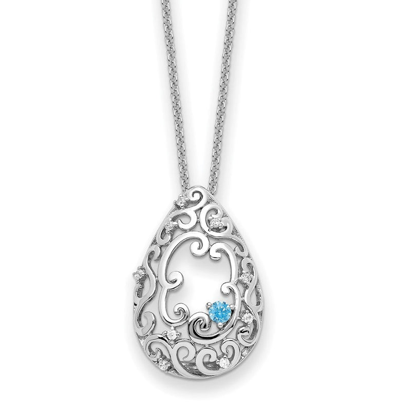 Sterlingsilber Sentimental Expressions Rhodiniert Blau und Klar Zirkonia in Erinnerung Of My Vater 18 Zoll Halskette
