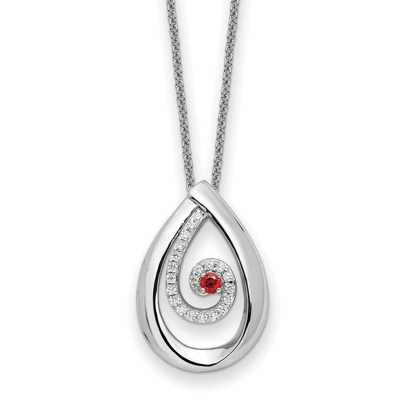 Sterlingsilber Sentimental Expressions Rhodiniert Rot und Klar Zirkonia in Erinnerung Of My Mutter 18 Zoll Halskette