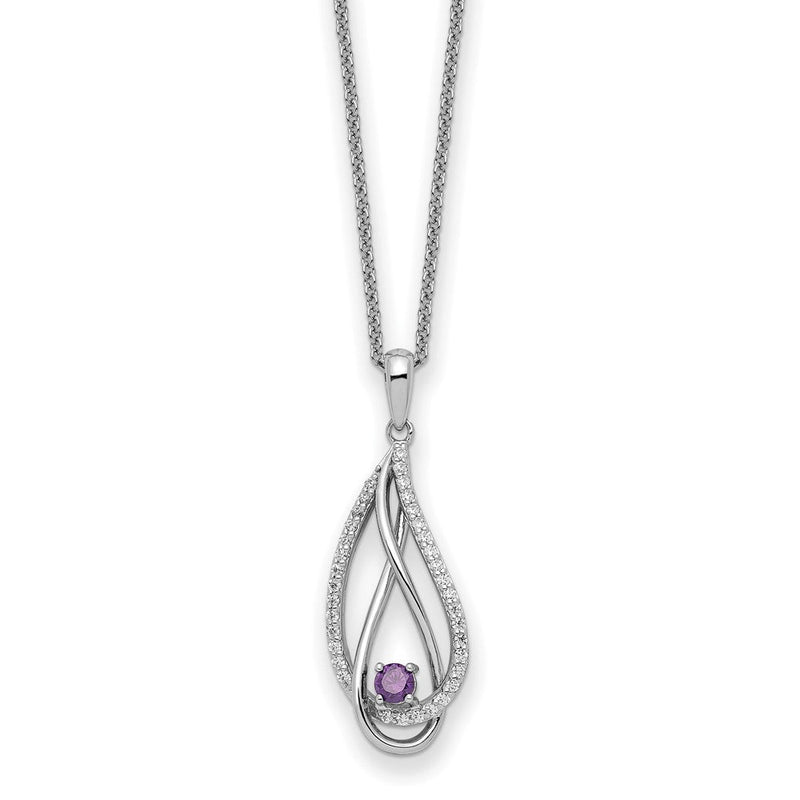 Sterlingsilber Sentimental Expressions Rhodiniert Feb Zirkonia Immer in My Herz Geburtsstein 18 Zoll Halskette