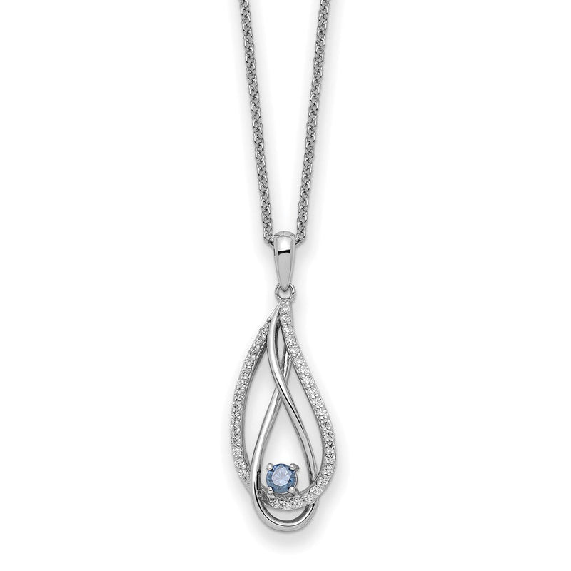 Sterlingsilber Sentimental Expressions Rhodiniert Mar Zirkonia Immer in My Herz Geburtsstein 18 Zoll Halskette