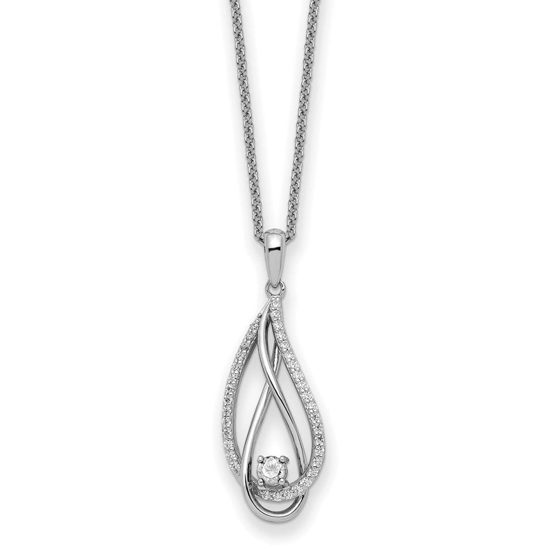 Sterlingsilber Sentimental Expressions Rhodiniert Apr Zirkonia Immer in My Herz Geburtsstein 18 Zoll Halskette