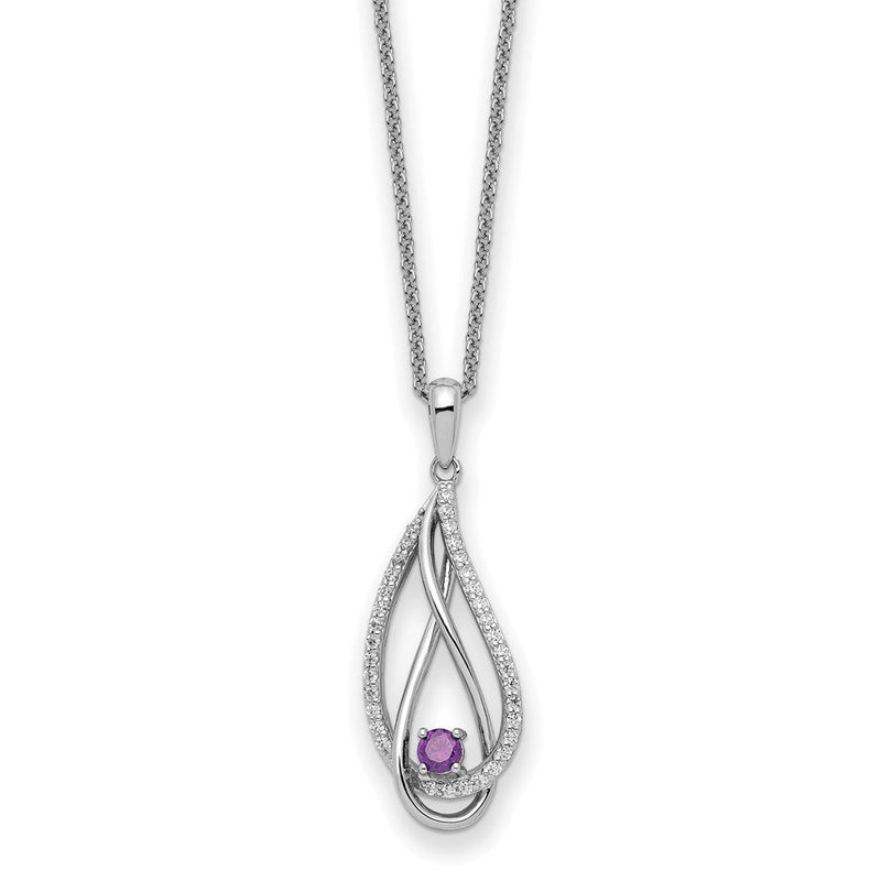 Sterlingsilber Sentimental Expressions Rhodiniert Jun Zirkonia Immer in My Herz Geburtsstein 18 Zoll Halskette