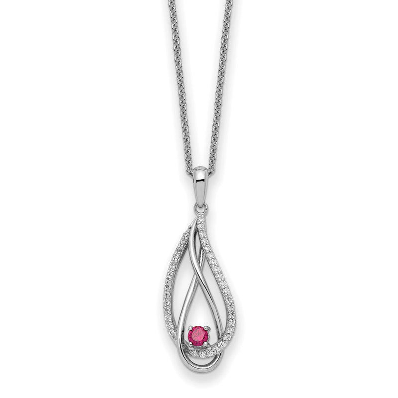 Sterlingsilber Sentimental Expressions Rhodiniert Jul Zirkonia Immer in My Herz Geburtsstein 18 Zoll Halskette