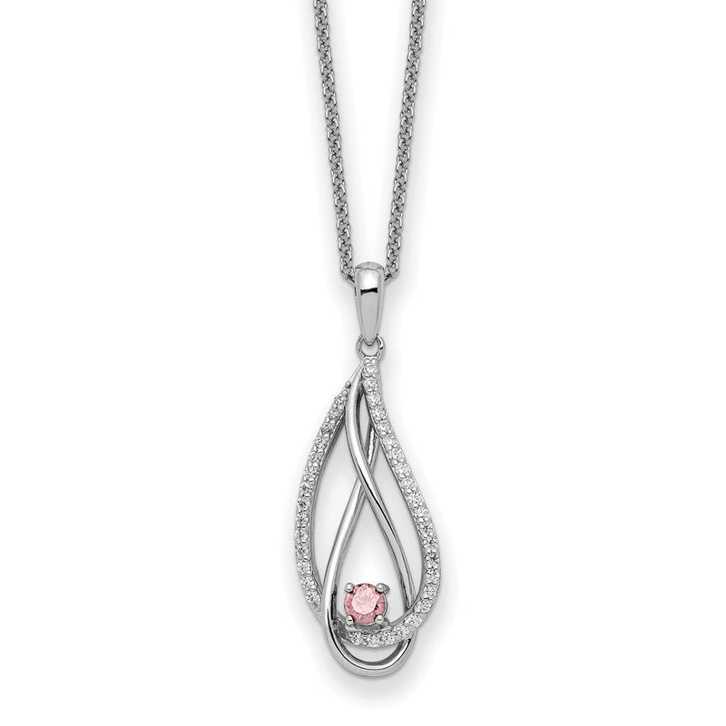 Sterlingsilber Sentimental Expressions Rhodiniert Oct Zirkonia Immer in My Herz Geburtsstein 18 Zoll Halskette