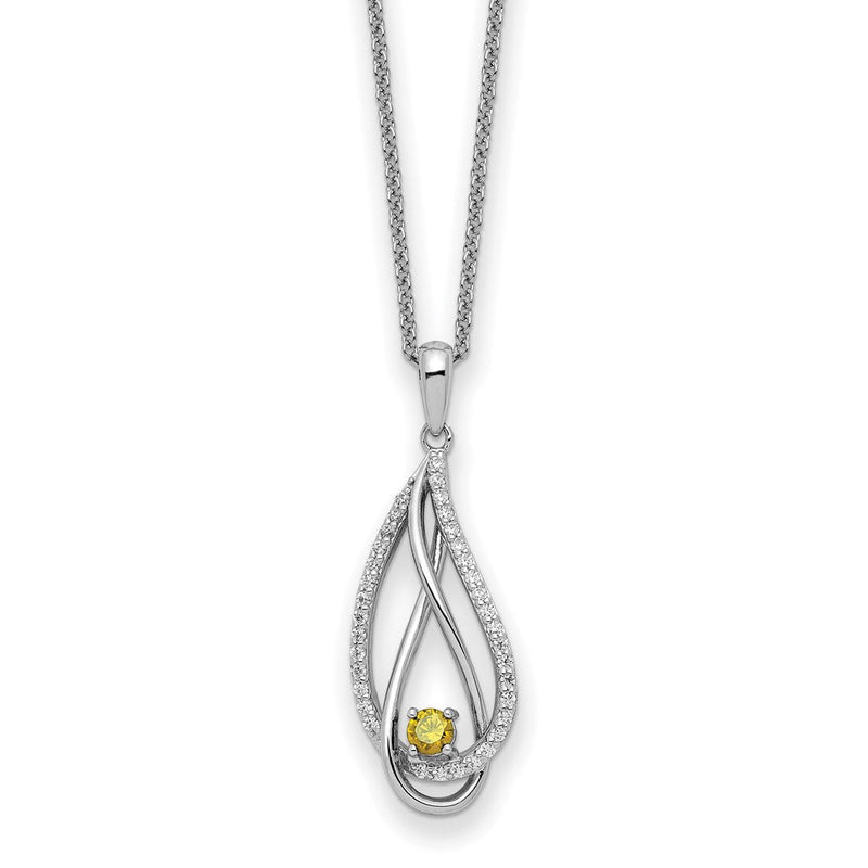 Sterlingsilber Sentimental Expressions Rhodiniert Nov Zirkonia Immer in My Herz Geburtsstein 18 Zoll Halskette