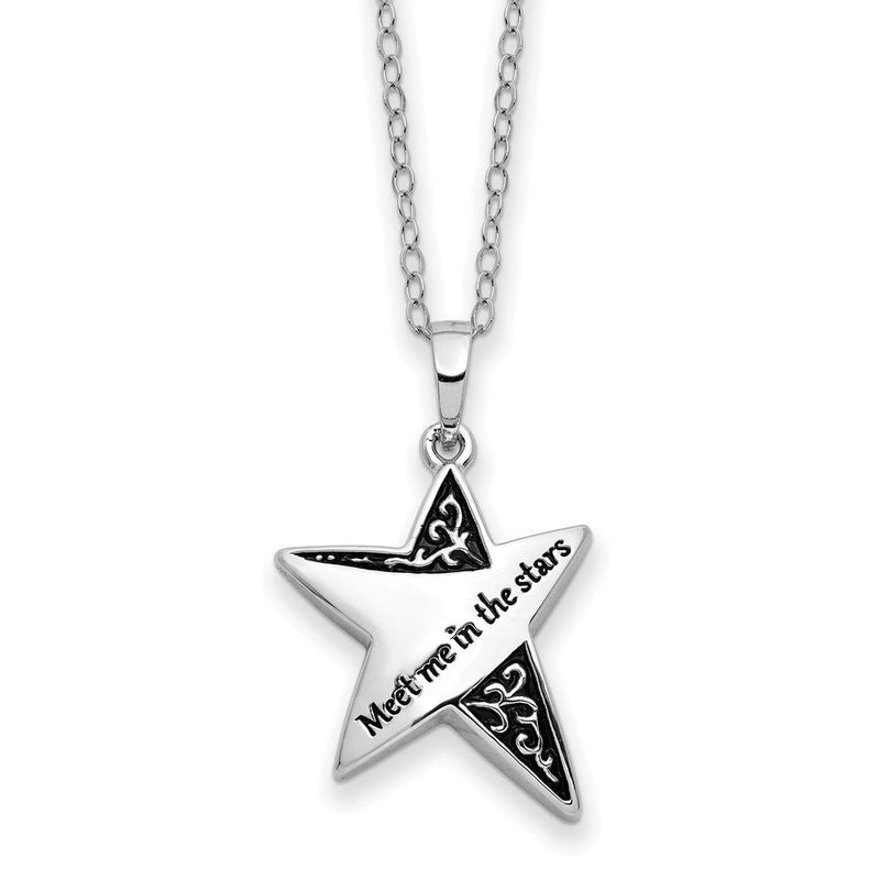 Sterlingsilber Sentimental Expressions Rhodiniert Antikisiert Meet Me in The Sterne 18 Zoll Ash Halter Halskette