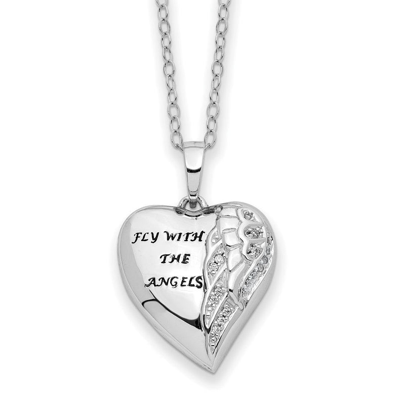 Sterlingsilber Sentimental Expressions Rhodiniert Antikisiert Zirkonia Fly mit The Angels Ash Halter 18 Zoll Halskette