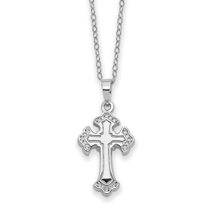 Sterlingsilber Sentimental Expressions Rhodiniert Zirkonia Eternal Home Kreuz Ash Halter 18 Zoll Halskette