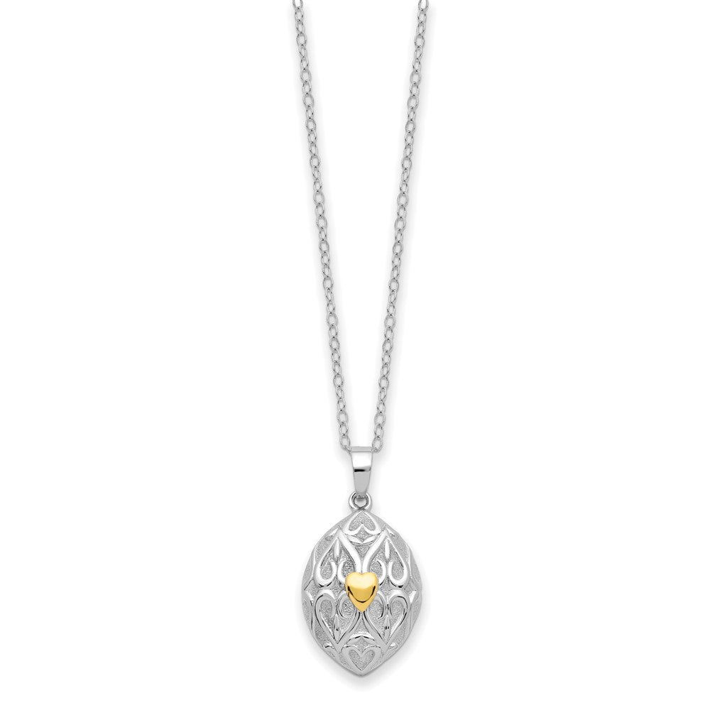 Sterlingsilber Sentimental Expressions Rhodiniert Goldfarben Herz in Egg Geformt Ash Halter 18 Zoll Halskette