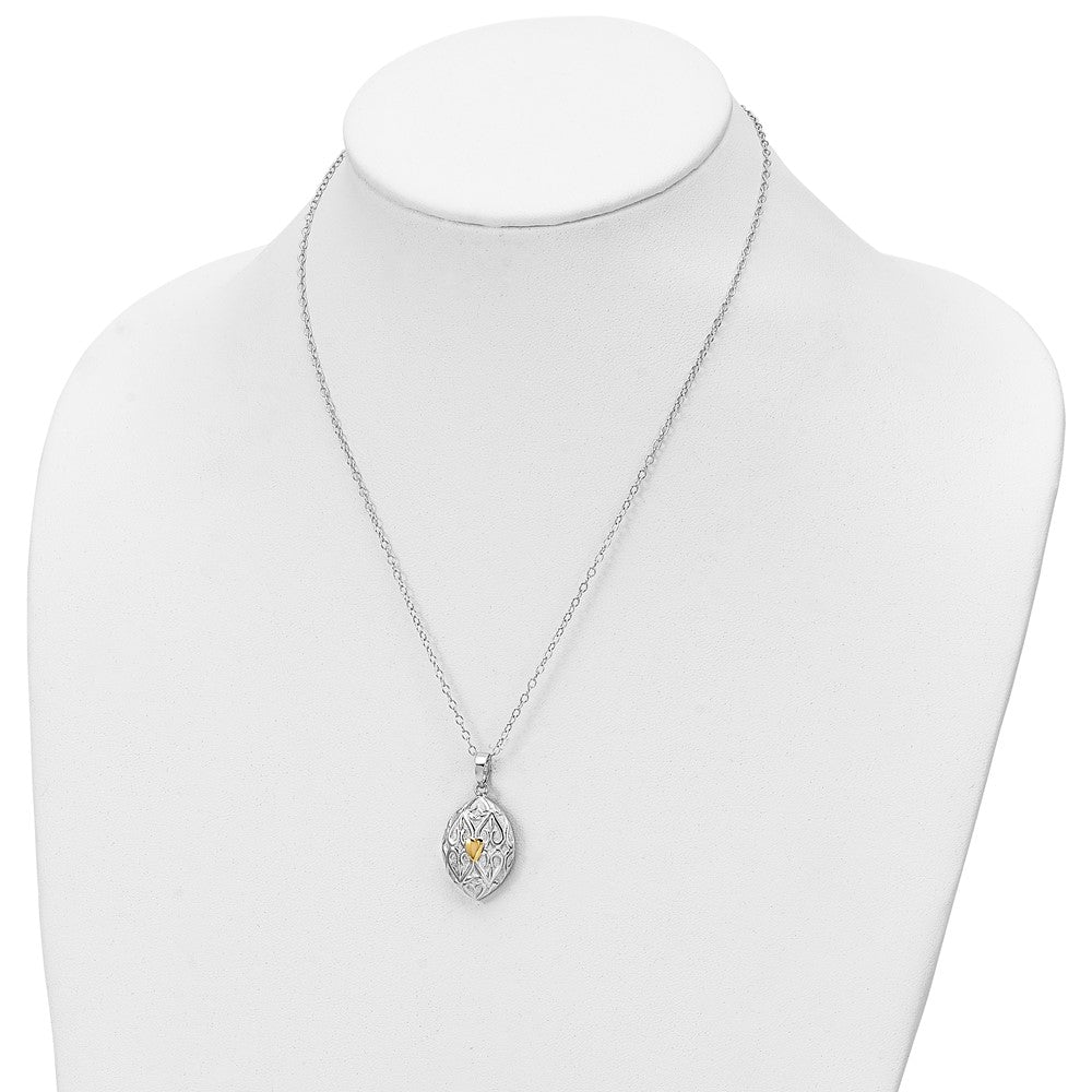 Sterlingsilber Sentimental Expressions Rhodiniert Goldfarben Herz in Egg Geformt Ash Halter 18 Zoll Halskette
