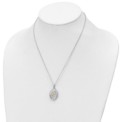 Sterlingsilber Sentimental Expressions Rhodiniert Goldfarben Herz in Egg Geformt Ash Halter 18 Zoll Halskette