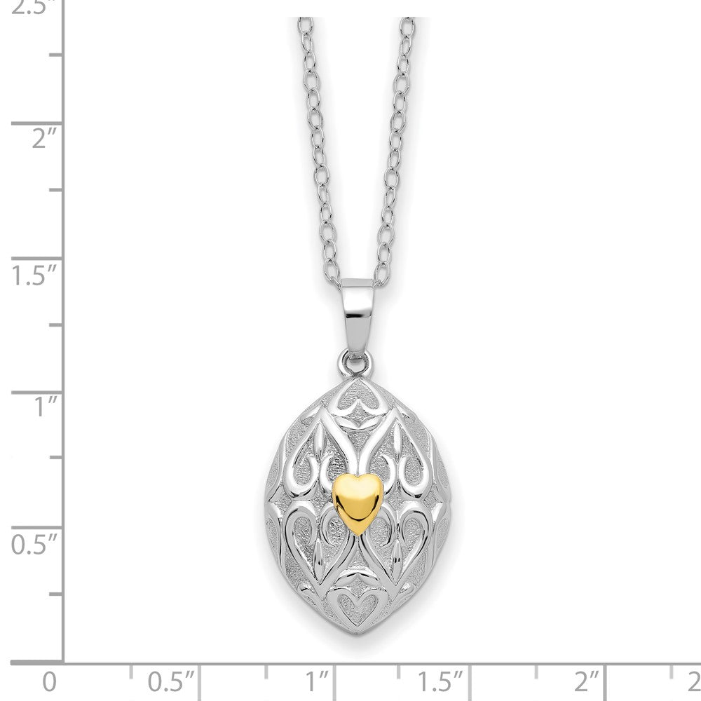 Sterlingsilber Sentimental Expressions Rhodiniert Goldfarben Herz in Egg Geformt Ash Halter 18 Zoll Halskette