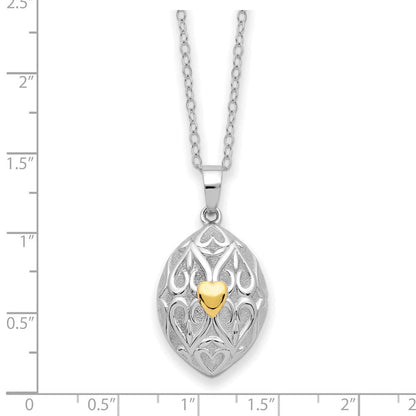 Sterlingsilber Sentimental Expressions Rhodiniert Goldfarben Herz in Egg Geformt Ash Halter 18 Zoll Halskette