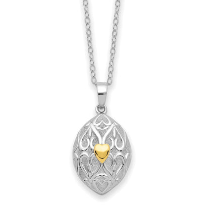 Sterlingsilber Sentimental Expressions Rhodiniert Goldfarben Herz in Egg Geformt Ash Halter 18 Zoll Halskette