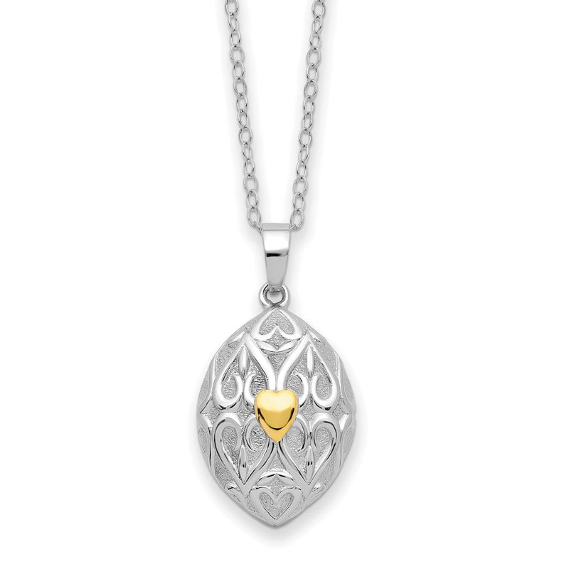 Sterlingsilber Sentimental Expressions Rhodiniert Goldfarben Herz in Egg Geformt Ash Halter 18 Zoll Halskette