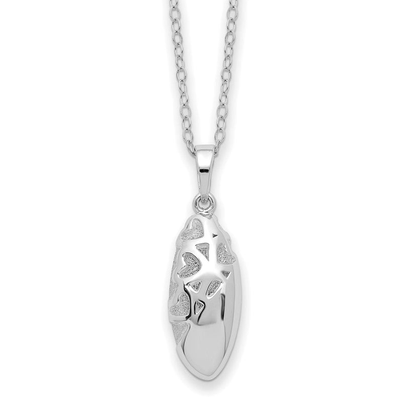 Sterlingsilber Sentimental Expressions Rhodiniert Scrolled Herzen Ash Halter 18 Zoll Halskette