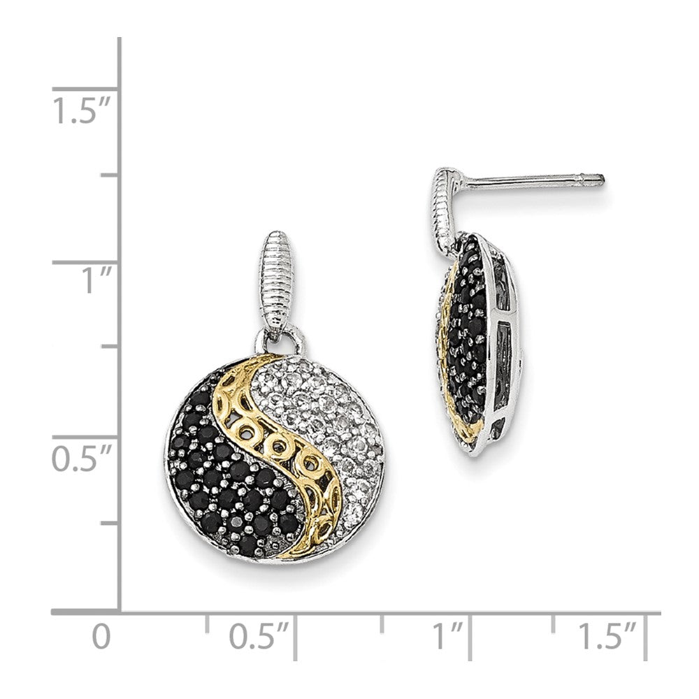 Sterlingsilber & Vergoldet Blk Rhodium Weiß Topas Onyx Ohrringe
