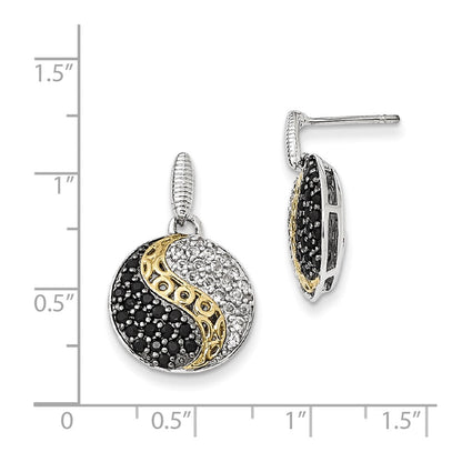 Sterlingsilber & Vergoldet Blk Rhodium Weiß Topas Onyx Ohrringe