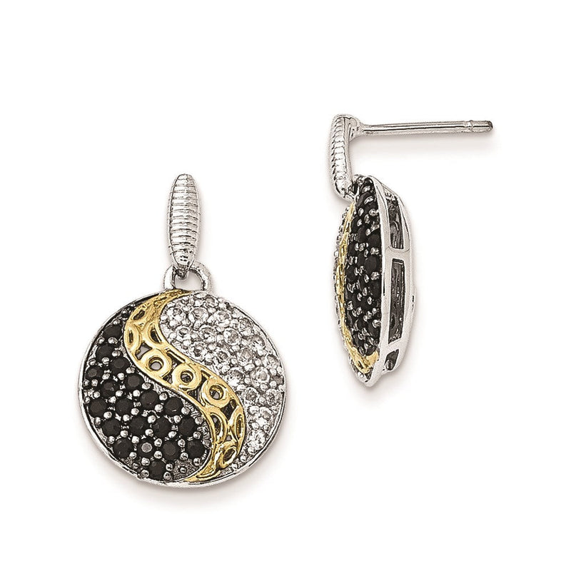 Sterlingsilber & Vergoldet Blk Rhodium Weiß Topas Onyx Ohrringe
